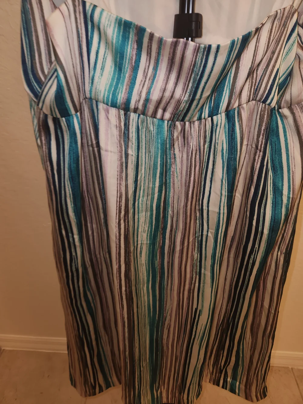 LOFT Striped Watercolor Twist-Front Midi Dress